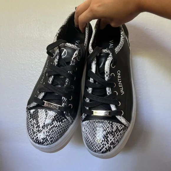 Valentino Black and Snake Print Women's Sneakers - Picture 5 of 8